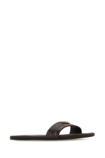 Prada Women's Chocolate Leather Slippers Sandal