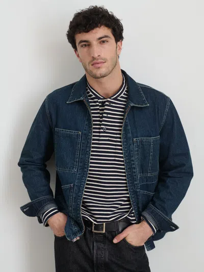 Alex Mill Zip Work Jacket In Lightweight Japanese Denim In Indigo Rinse Wash