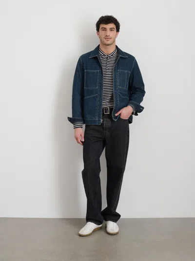 Alex Mill Zip Work Jacket In Lightweight Japanese Denim In Indigo Rinse Wash