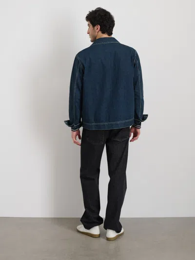 Alex Mill Zip Work Jacket In Lightweight Japanese Denim In Indigo Rinse Wash
