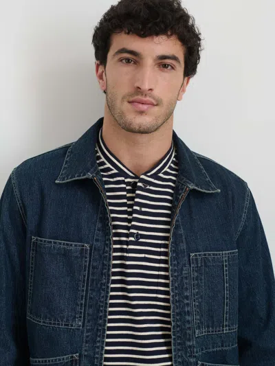 Alex Mill Zip Work Jacket In Lightweight Japanese Denim In Indigo Rinse Wash