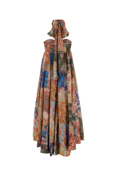 Zimmermann Devi Pleated Paisley-print Silk Halterneck Midi Dress