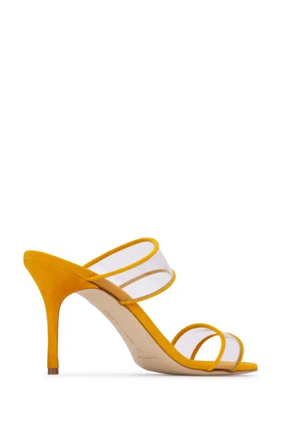 Manolo Blahnik Mustard Open Toe Heels