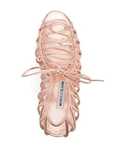 Manolo Blahnik Leather Sandals With Strappy Design And Stiletto Heel