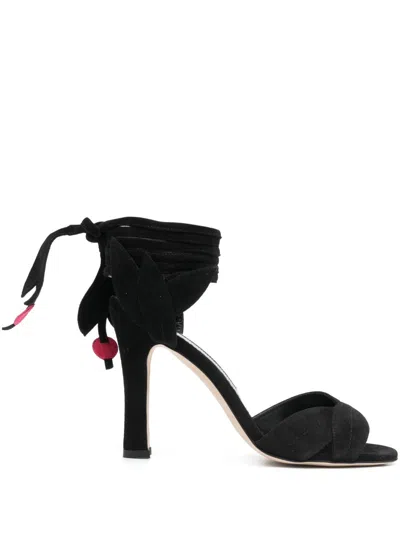 Manolo Blahnik Ossie 100mm Open-toe Suede Sandals