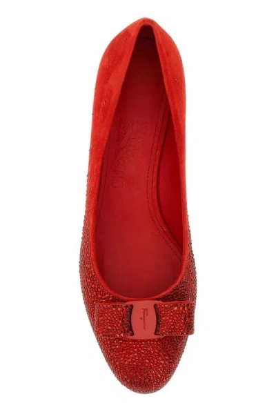 Ferragamo Suede Block Heel Pumps With Bow Detail