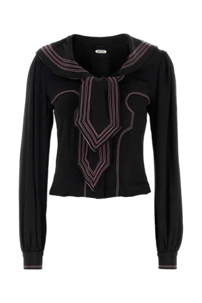 Bode Silk Seafarer Mini Shirt For Women In Black