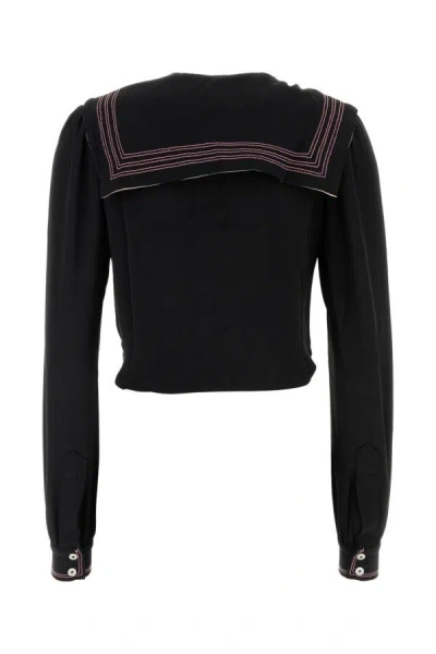Bode Silk Seafarer Mini Shirt For Women In Black