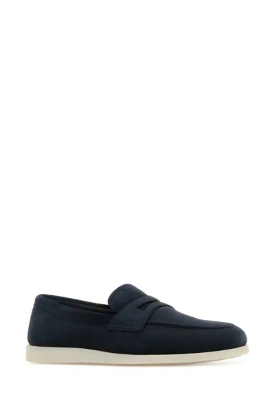 Church's Blue Suede Saddle Loafers In Blue