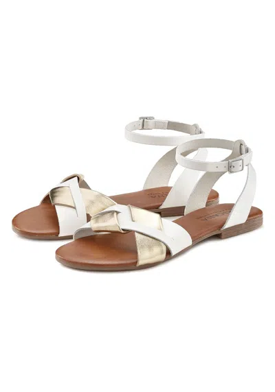 Lascana Women's Metallic Strap Sandals In White