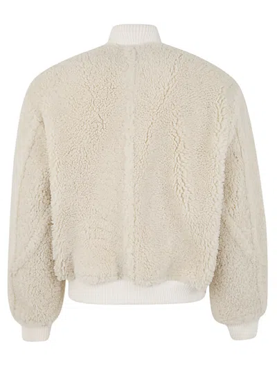 Jacquemus Le Blouson Pilou Shearling Bomber Jacket In White