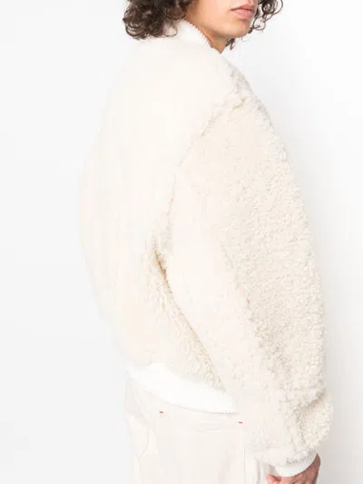 Jacquemus Le Blouson Pilou Shearling Bomber Jacket In White