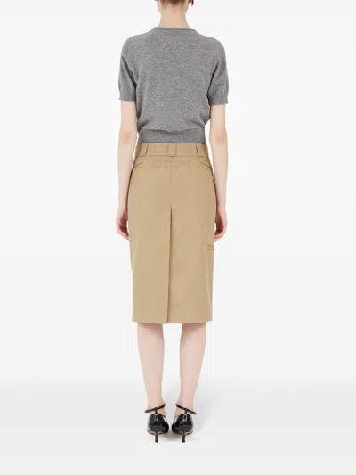 Maison Margiela Cotton Gabardine Midi Skirt Skirts Beige In Brown