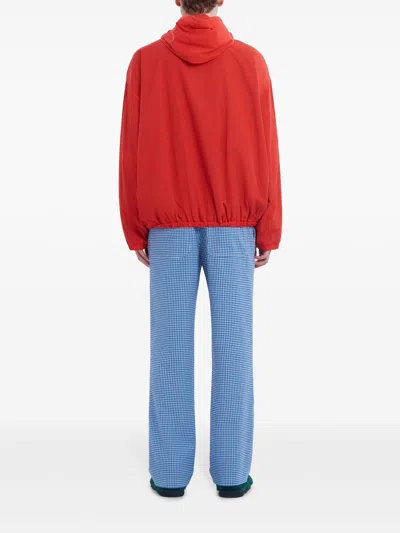 Marni Hooded Jacket With Elasticated Hem And Side Pockets In Red
