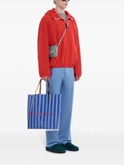 Marni Hooded Jacket With Elasticated Hem And Side Pockets In Red