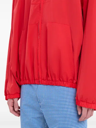 Marni Hooded Jacket With Elasticated Hem And Side Pockets In Red