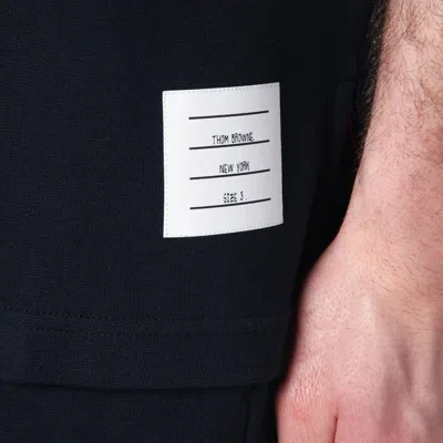 Thom Browne Navy Blue Polo Shirt With Tricolour Detail In Blue