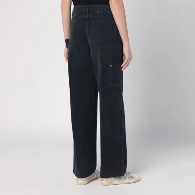 Golden Goose Wide Black Trousers In Denim In Black
