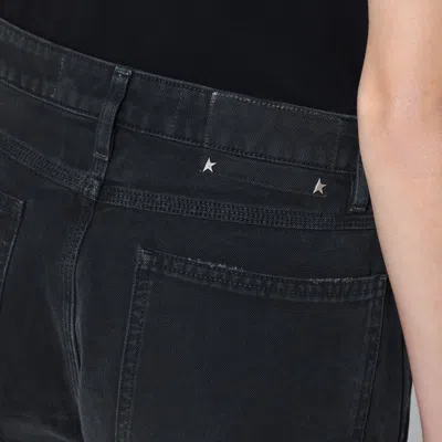 Golden Goose Wide Black Trousers In Denim In Black