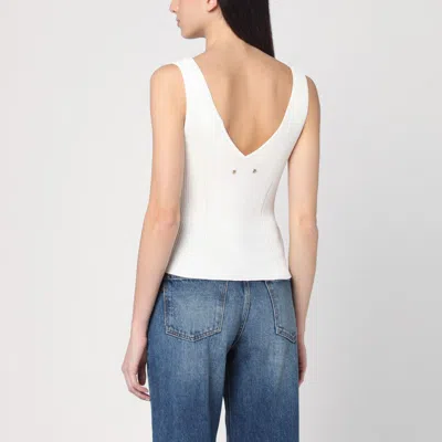 Golden Goose Ribbed Ivory Tank Top In Beige