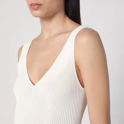 Golden Goose Ribbed Ivory Tank Top In Beige