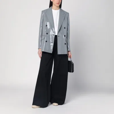 Golden Goose Double-breasted Jacket In Pied De Poule With Sequins In Black