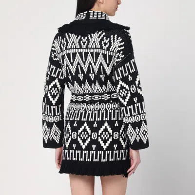 Alanui Geometric Patterned Virgin Wool And Cotton Cardigan In Black