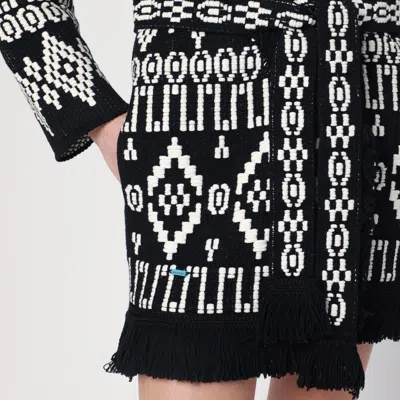 Alanui Geometric Patterned Virgin Wool And Cotton Cardigan In Black