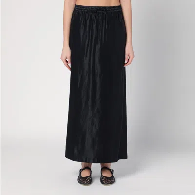 Shop Loulou Studio Black Skirt In Linen And Silk