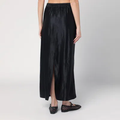 Loulou Studio Black Skirt In Linen And Silk In Black