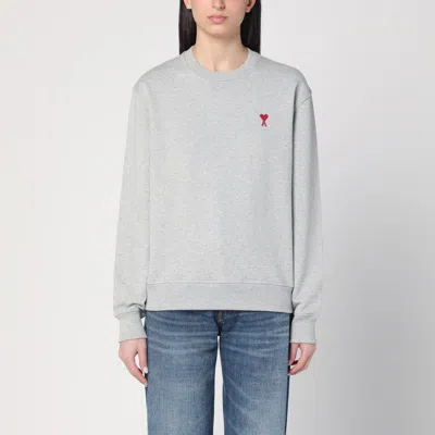 Ami Alexandre Mattiussi Ami Paris Ami De Coeur Grey Crew-neck Sweatshirt In Light Blue
