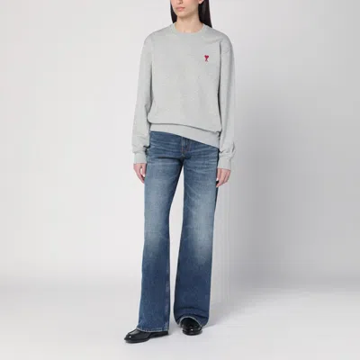 Ami Alexandre Mattiussi Ami Paris Ami De Coeur Grey Crew-neck Sweatshirt In Light Blue