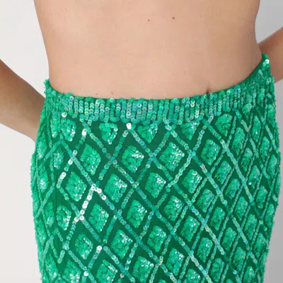 Shop P.a.r.o.s.h . Green Sequined Midi Skirt