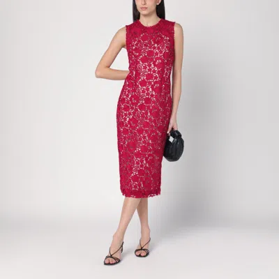 P.a.r.o.s.h Guipure Lace Midi Dress In Red