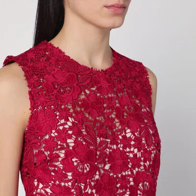 P.a.r.o.s.h Guipure Lace Midi Dress In Red