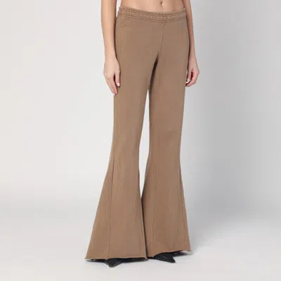 Entire Studios Cotton Beige Flared Trousers In Brown