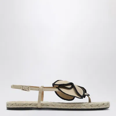 Castaã±er Sandal In Sand Color With Flower In Beige