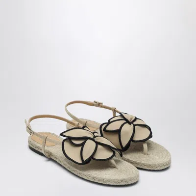 Castaã±er Sandal In Sand Color With Flower In Beige