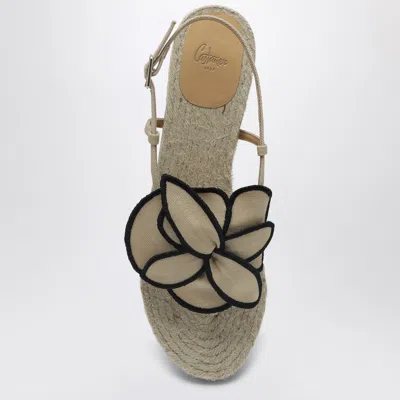 Castaã±er Sandal In Sand Color With Flower In Beige