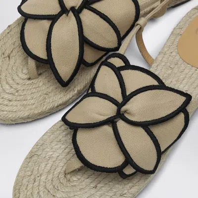 Castaã±er Sandal In Sand Color With Flower In Beige