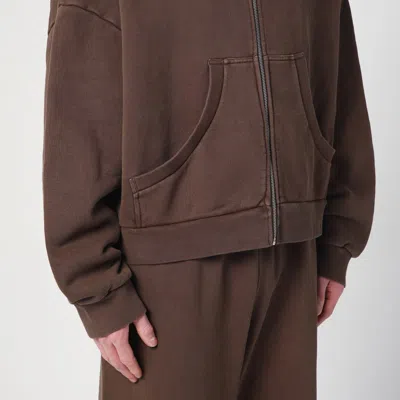 Entire Studios Oversize Cotton Sweatshirt With Hood And Kangaroo Pockets In Brown