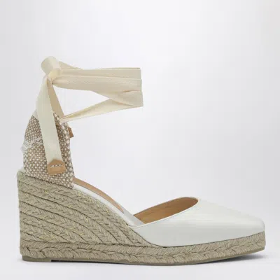 Castaã±er Joyce 90 Satin Wedge Espadrilles In White