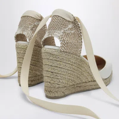 Castaã±er Joyce 90 Satin Wedge Espadrilles In White