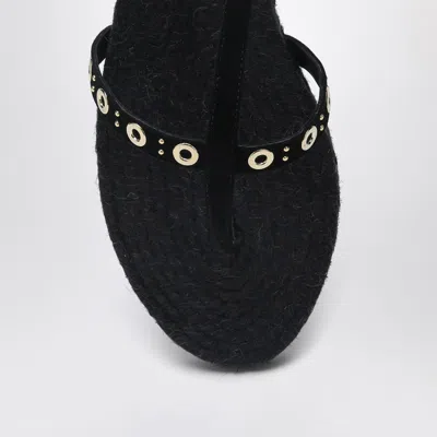 Castaã±er Pati Suede Flat Sandals In Black