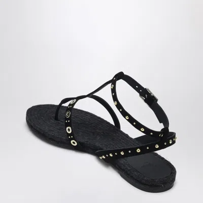 Castaã±er Pati Suede Flat Sandals In Black