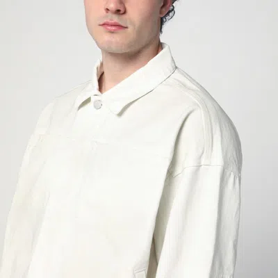 Entire Studios Collared Neck Denim Jacket Side Pockets In White