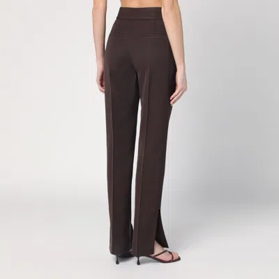 Jacquemus High-waisted Wool Trousers Ribbon Detail In Brown