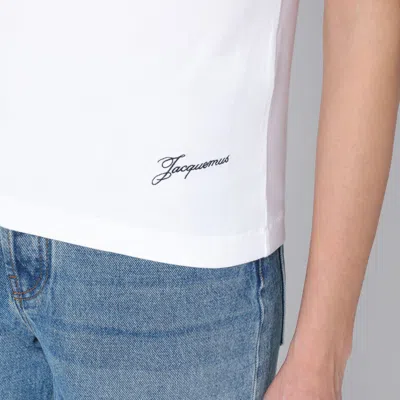 Jacquemus Raglan T-shirt With Red Sleeves And Subtle Logo In Red