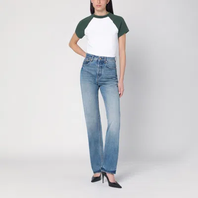 Jacquemus Cotton Blend T-shirt With Contrasting Raglan Sleeves In Green