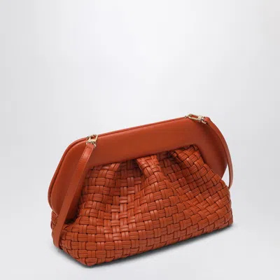 Themoirè Burnt Orange Clutch In Woven Eco Leather In Orange